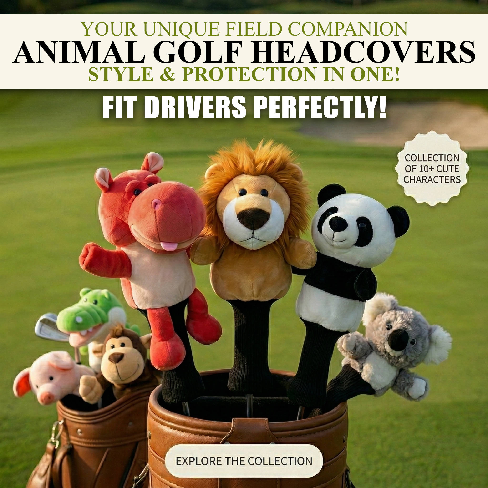 2PC Golf Club Covers Animal fit Driver with Free Tumbler