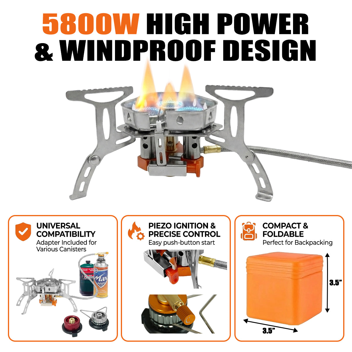 5800W Portable Butane Burner Gas Camping Stove Outdoor