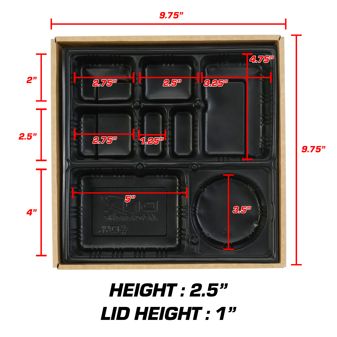 Korean Togo Box 9.75X9.75x2.5" 50/100/200pc S-2