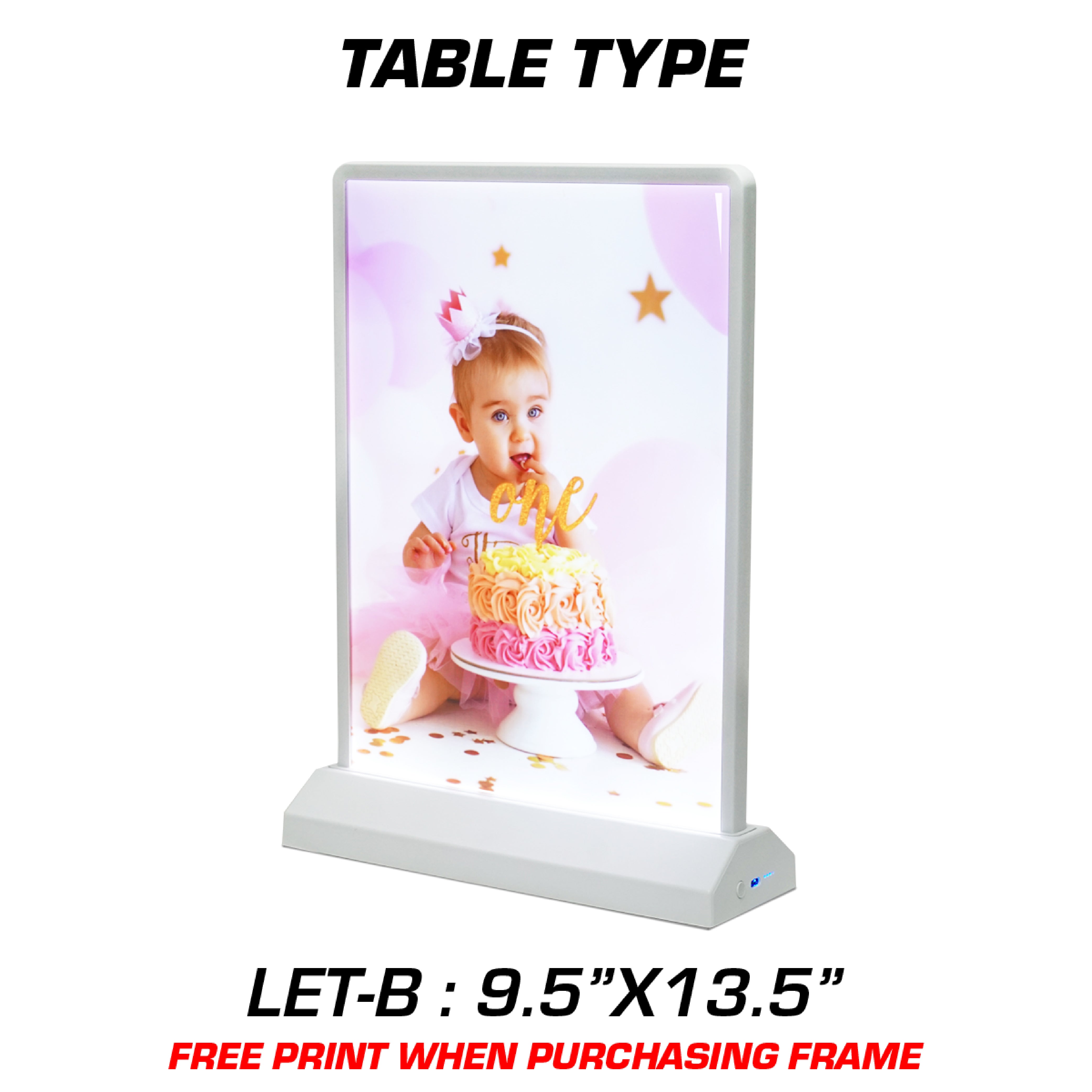 CUSTOM LED SIGN TABLE TYPE 9.5"X13.5" LET-B