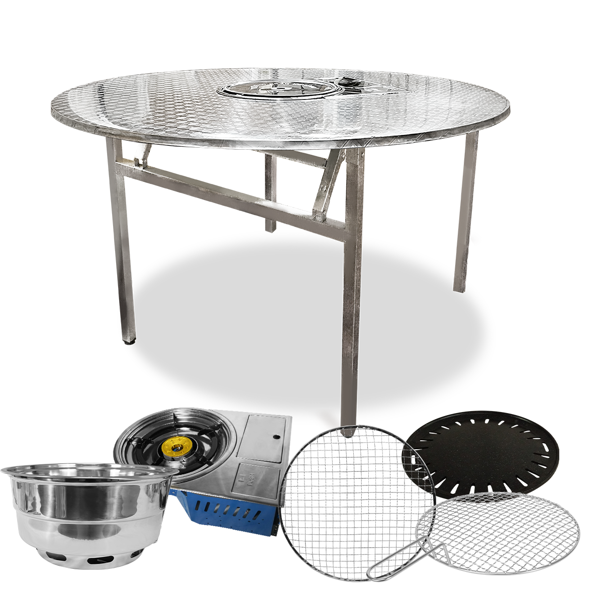 [SALE] Foldable Korean BBQ Table – Small All-In-One Set (Gas Stove+ Charcoal)