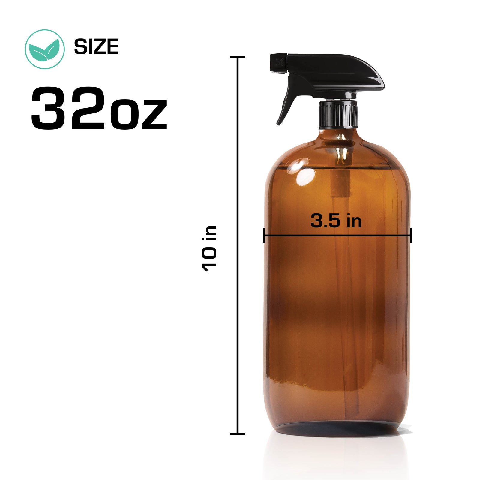32 oz AMBER Glass Bottle - w/ Black Trigger Sprayer