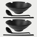 Ramen Udon Noodle Bowl 37oz w/ Chopsticks Spoon Japanese Style Soup Dish (2 Sets)